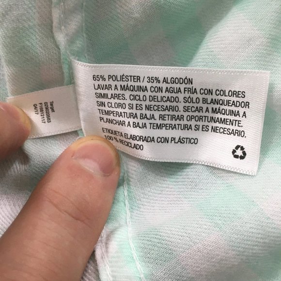 Isabel Maternity Top L Green & White Checked Cotton Blend Long Sleeve Pullover - Picture 8 of 8